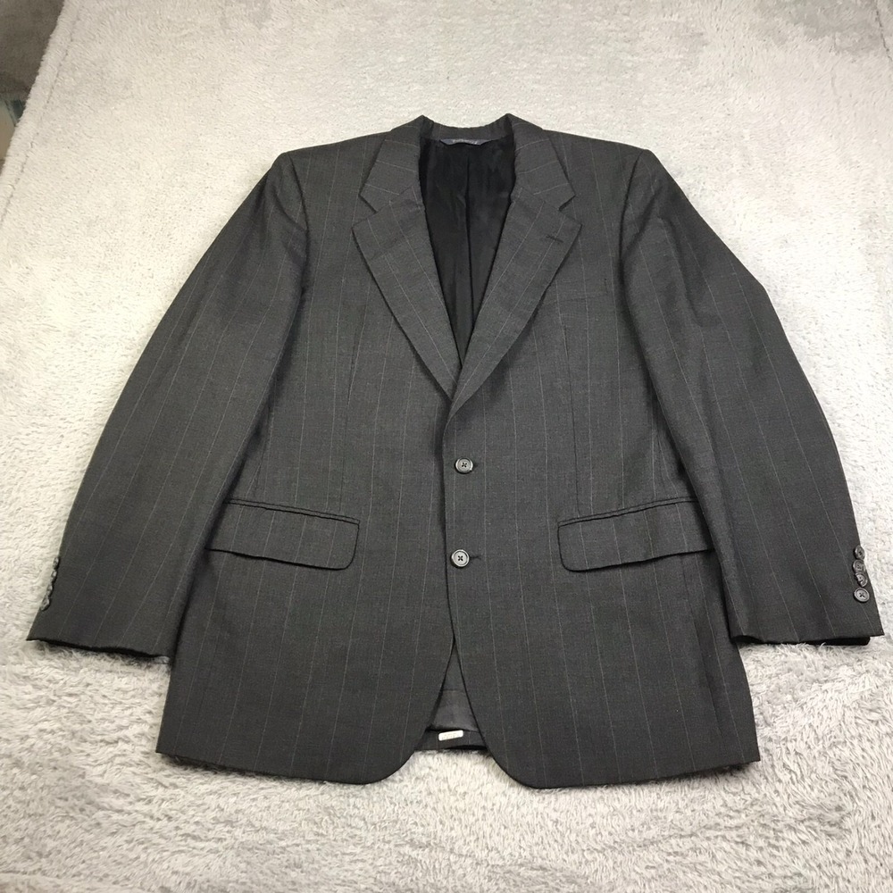 Burberry Sport Coat Mens 44R Gray Pinestripe Wool 2 Button‎ Vented Suit Jacket